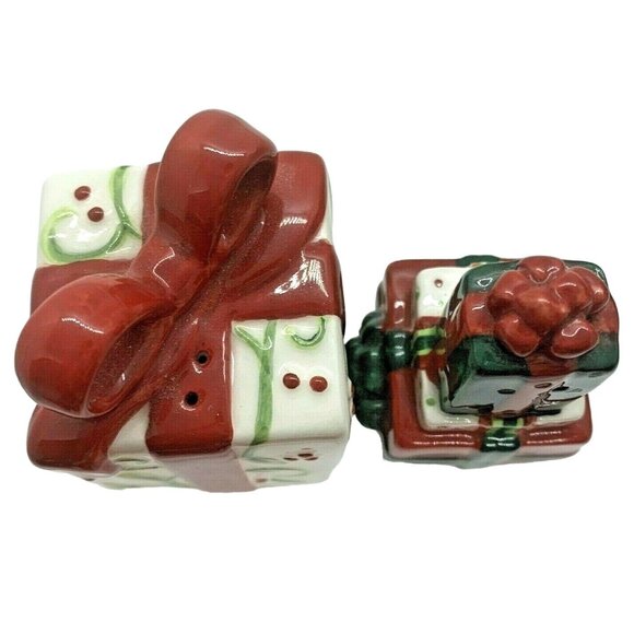 Vintage NOS Fitz & Floyd Christmas Present Salt & Pepper Shaker Set Retired - Picture 4 of 8